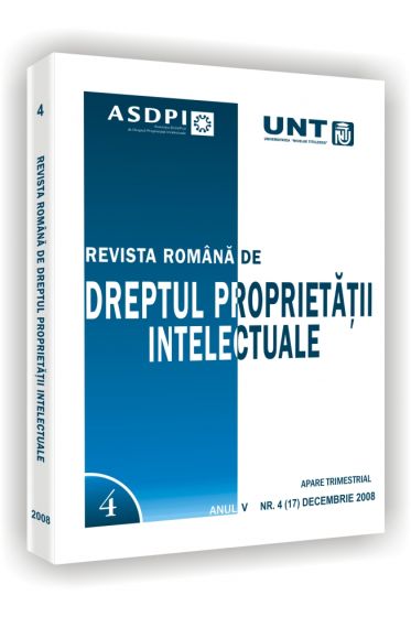 Revista romana de dreptul proprietatii intelectuale, nr. 4/2008