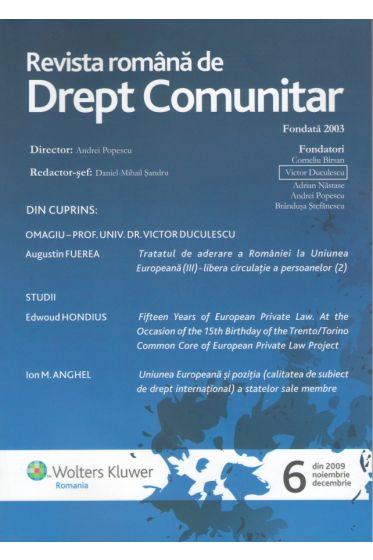 Revista Romana de Drept Comunitar nr. 6 (2009)