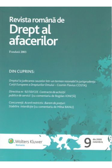 Revista romana de drept al afacerilor nr. 9/2009