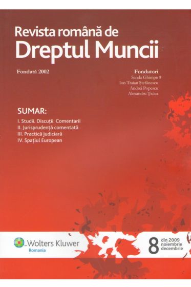 Revista romana de dreptul muncii nr. 8/2009