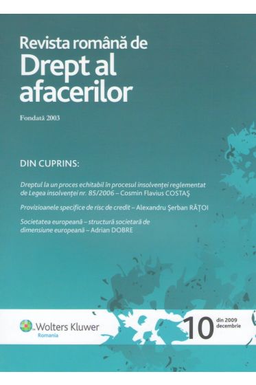 Revista romana de drept al afacerilor nr. 10/2009