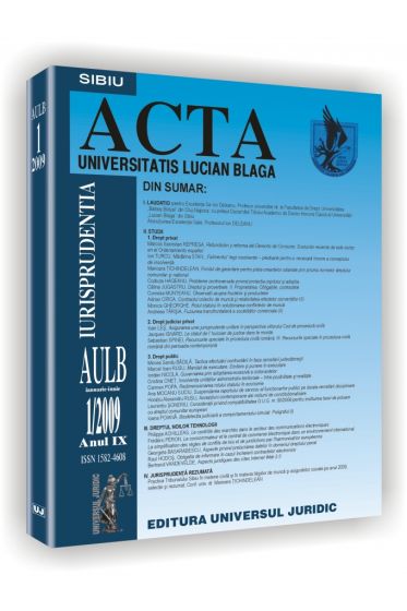 Revista Acta Universitatis Lucian Blaga nr. 1/2009