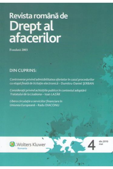 Revista romana de drept al afacerilor nr. 4/2010