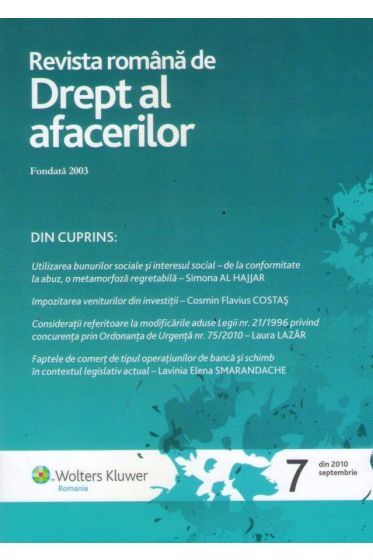 Revista romana de drept al afacerilor nr. 7/2010
