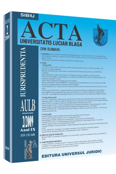 Revista Acta Universitatis Lucian Blaga nr. 2/2009