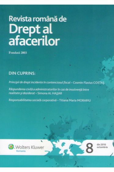 Revista romana de drept al afacerilor nr. 8/2010