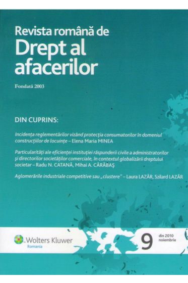 Revista romana de drept al afacerilor nr. 9/2010