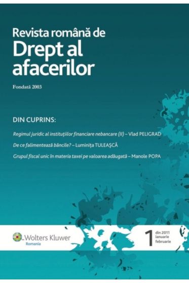 Revista Romana de Drept al Afacerilor nr. 1/2011