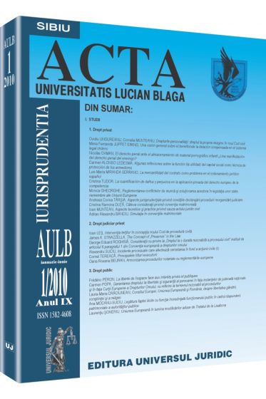 Revista Acta Universitatis Lucian Blaga nr. 1/2010