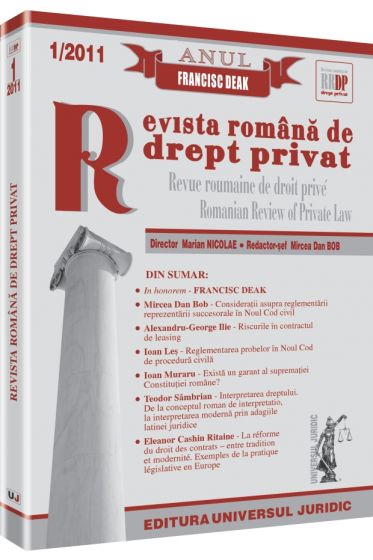 Revista romana de drept privat nr. 1/2011 - Anul Francisc Deak