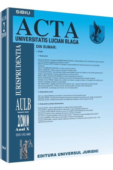 Revista Acta Universitatis Lucian Blaga nr. 2/2010