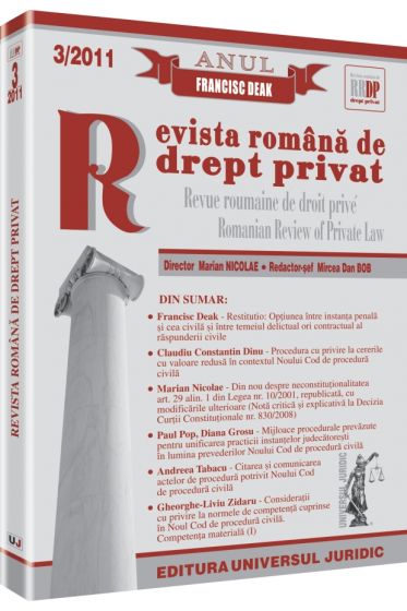 Revista romana de drept privat nr. 3/2011 - Anul Francisc Deak