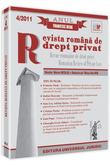 Revista romana de drept privat nr. 4/2011 - Anul Francisc Deak