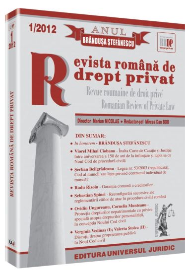 Revista romana de drept privat nr. 1/2012 - Anul Brandusa Stefanescu