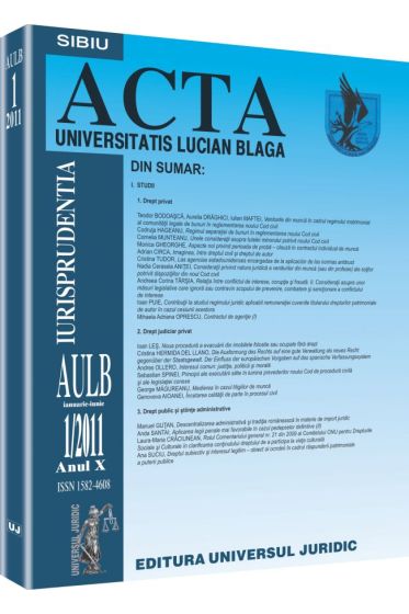 Revista Acta Universitatis Lucian Blaga nr. 1/2011