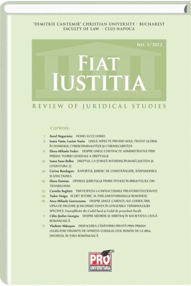 Fiat Iustitia - Review of Juridical Studies - No. 1/2012
