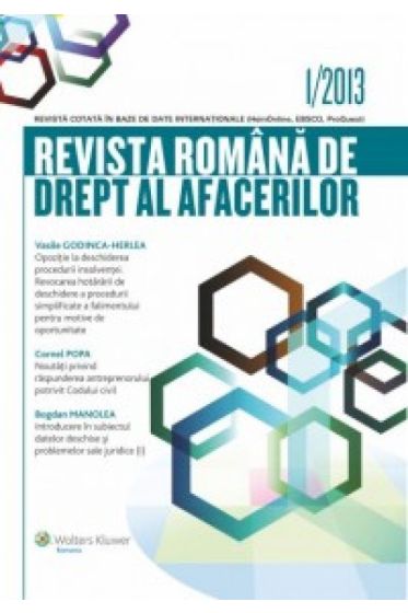 Revista romana de drept al afacerilor nr. 1/2013