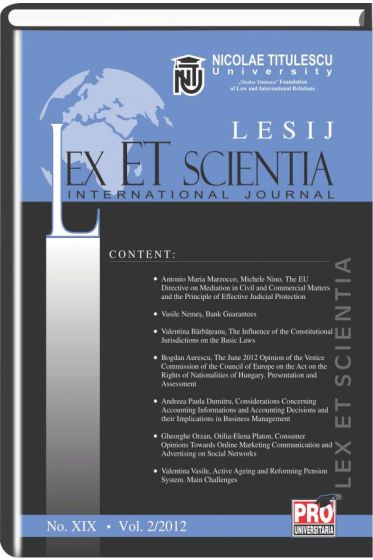 Lex et Scientia.International Journal No. XIX, Vol. 2/2012