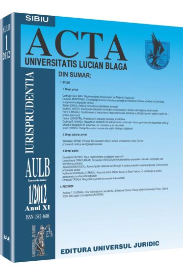 Revista Acta Universitatis Lucian Blaga nr. 1/2012
