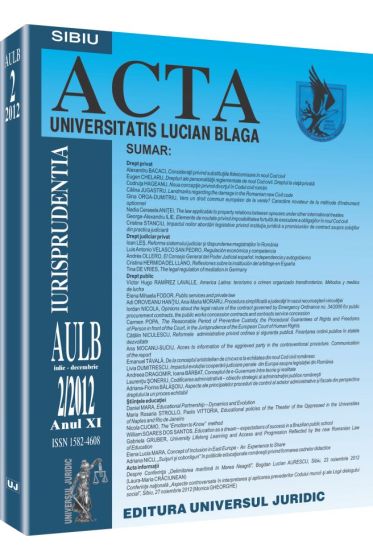 Revista Acta Universitatis Lucian Blaga nr. 2/2012