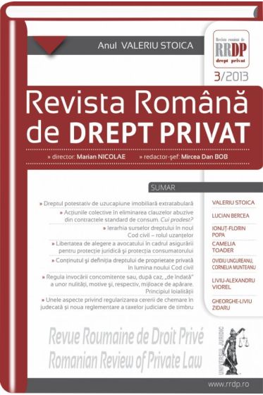 Revista romana de drept privat nr. 3/2013 - Anul Valeriu Stoica