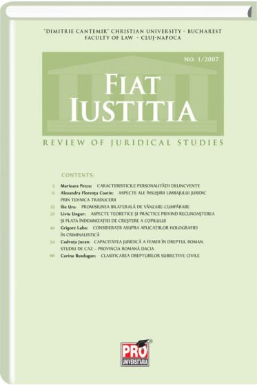 Fiat Iustitia - Review of Juridical Studies
