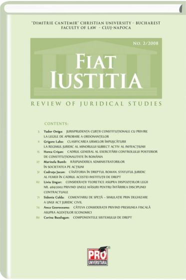 Fiat Iustitia - Review of Juridical Studies