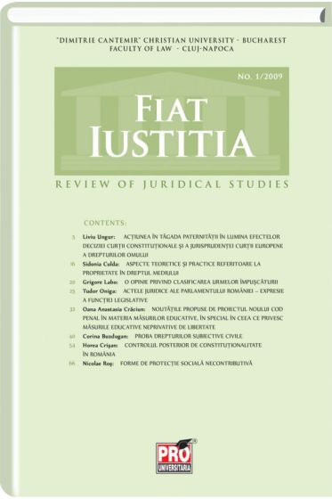 Fiat Iustitia - Review of Juridical Studies