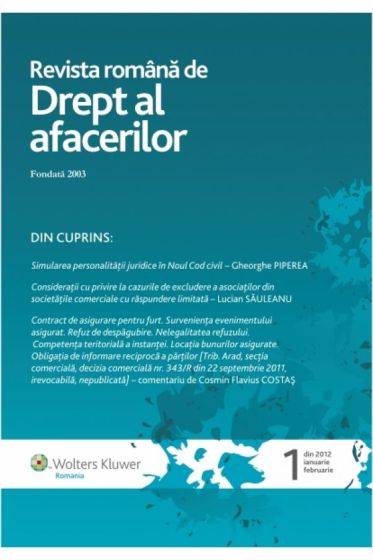 Revista Romana de Drept al Afacerilor nr. 1/2012