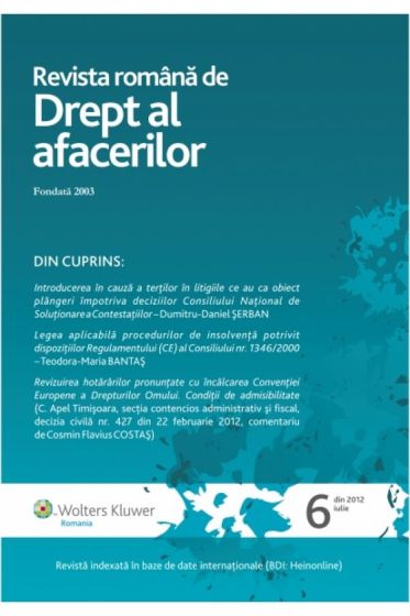 Revista romana de drept al afacerilor nr. 6/2012