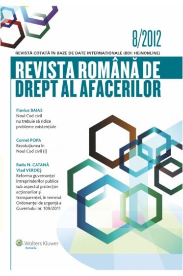Revista romana de drept al afacerilor nr. 8/2012