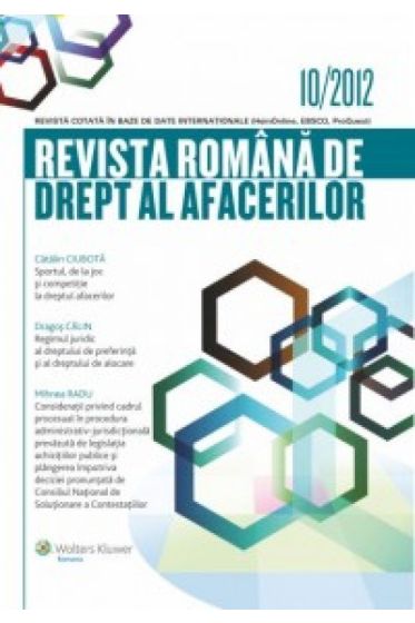 Revista romana de drept al afacerilor nr. 10/2012