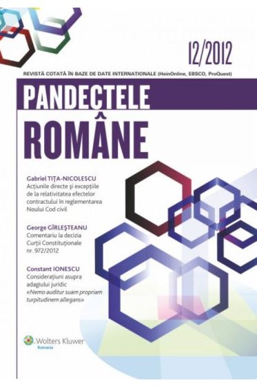 Pandectele Romane  nr. 12/2012
