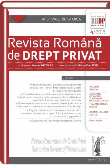 Revista romana de drept privat nr. 4/2013 - Anul Valeriu Stoica