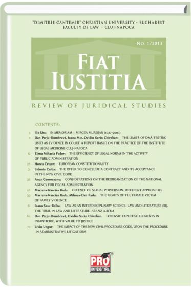 Fiat Iustitia - Review of Juridical Studies - No. 1/2013