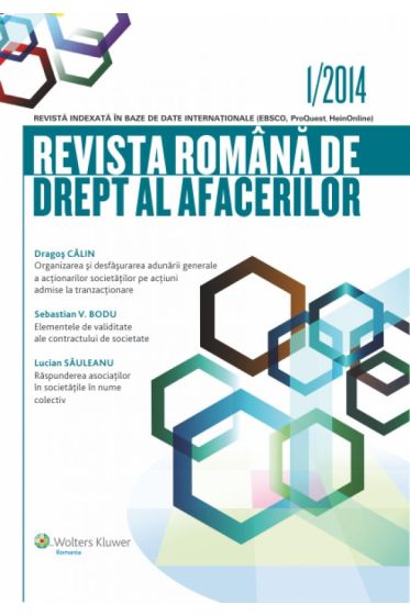 Revista romana de drept al afacerilor nr. 1/2014