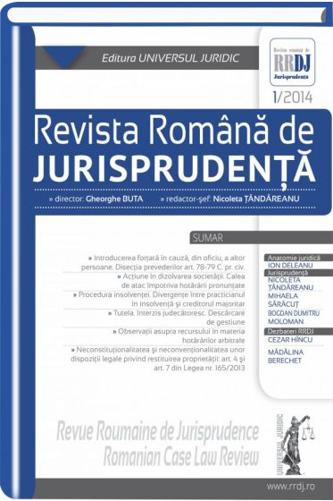 Revista romana de jurisprudenta nr. 1/2014
