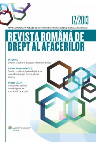 Revista romana de drept al afacerilor nr. 12/2013