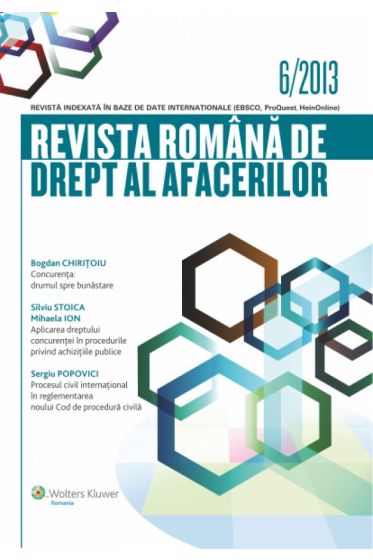 Revista romana de drept al afacerilor nr. 6/2013