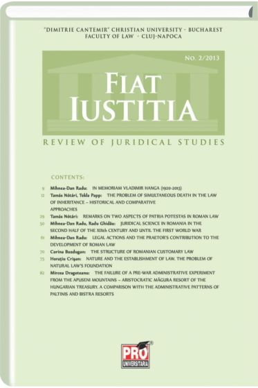 Fiat Iustitia - Review oj Juridical Studies No. 2/2013