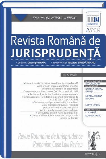 Revista romana de jurisprudenta nr. 2/2014