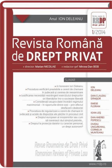 Revista romana de drept privat nr. 1/2014 - Anul Ion Deleanu