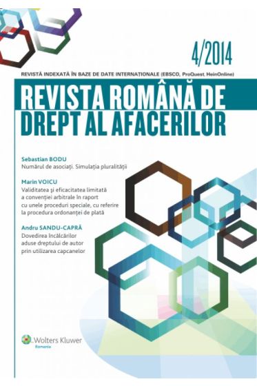 Revista romana de drept al afacerilor nr. 4/2014