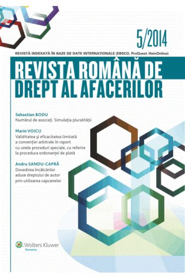 Revista romana de drept al afacerilor nr. 5/2014