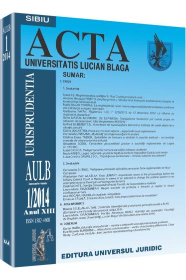 Revista Acta Universitatis Lucian Blaga nr. 1/2014