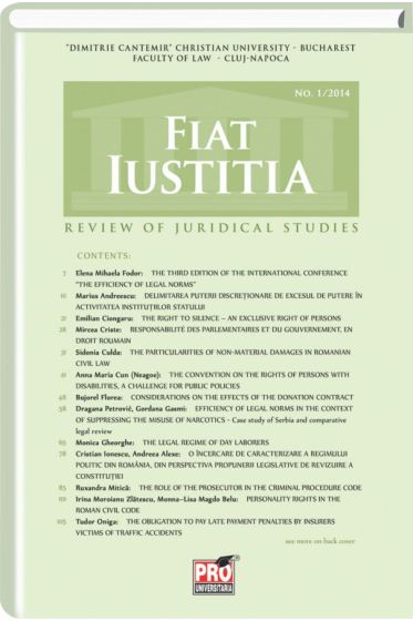 Fiat Iustitia - Review of Juridical Studies No. 1/2014