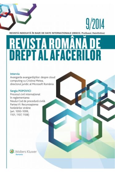 Revista romana de drept al afacerilor nr. 9/2014