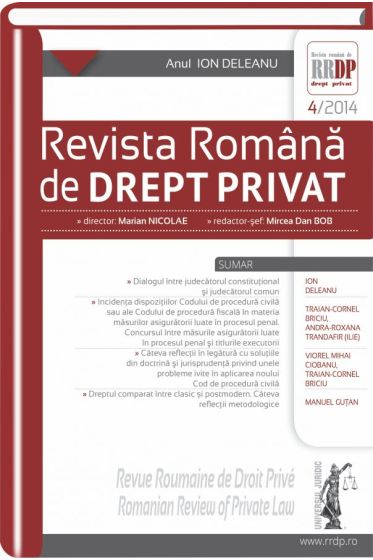 Revista romana de drept privat nr. 4/2014 - Anul Ion Deleanu