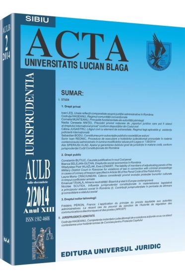 Revista Acta Universitatis Lucian Blaga nr. 2/2014
