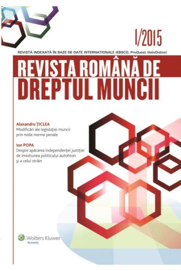 Revista Romana de Dreptul Muncii nr. 1/2015